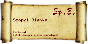 Szopri Bianka névjegykártya